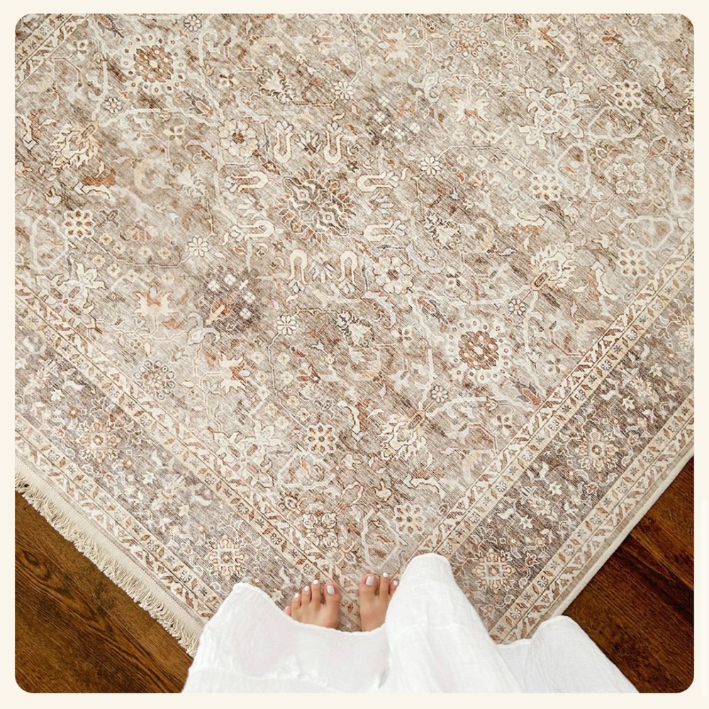 Tumble washable rug 6x9 Lisa taupe and multi